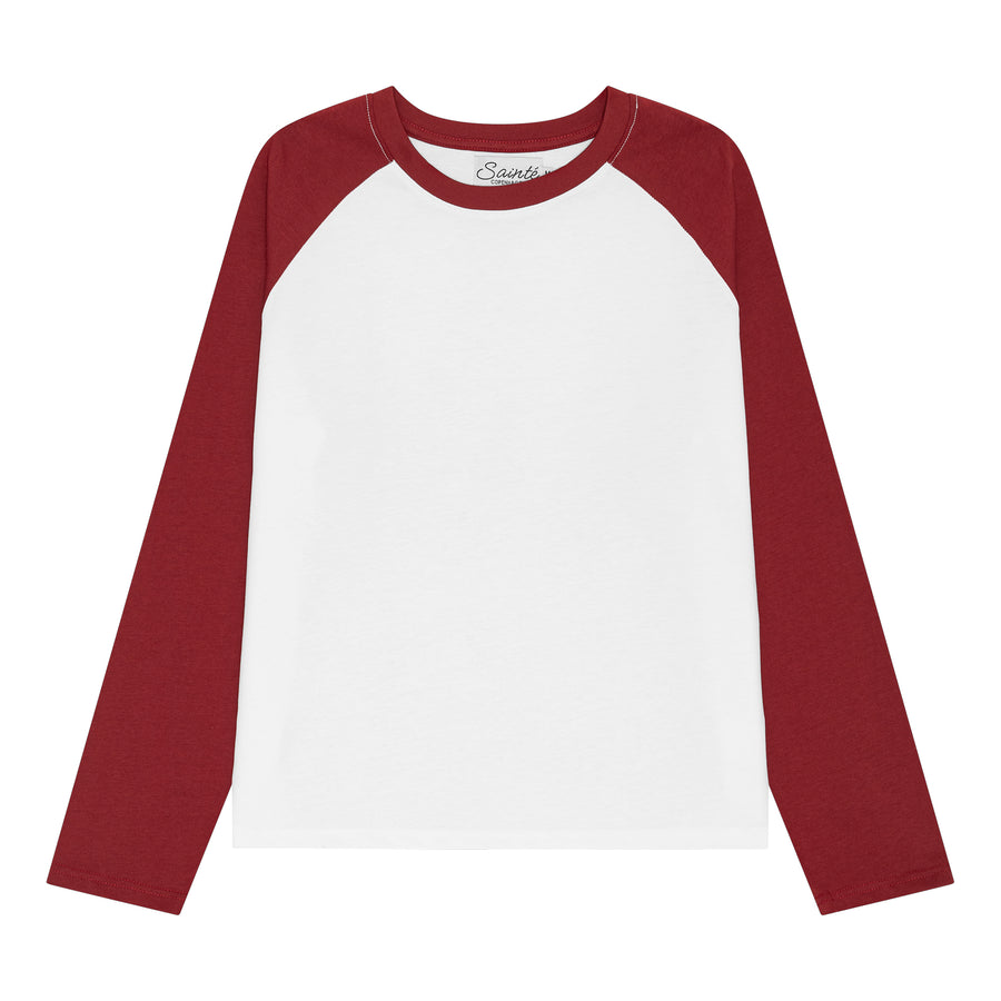 RAGLAN LONGSLEEVE - WHITE/BORDEAUX
